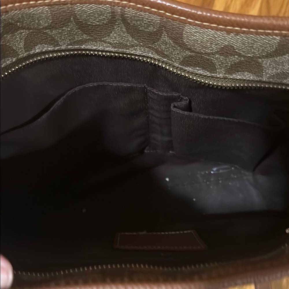 Coach Brown Signature Canvas Tote with Tan Leather Trim - Picture 2 of 4